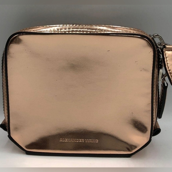 ALEXANDER WANG ADRIEL Metallic Rose Gold Leather CLUTCH - Picture 8 of 10